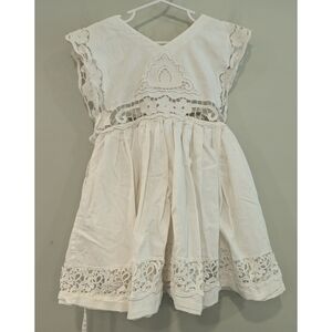 Dollcake Ivory Eyelet Lace Tie Back Tunic Dress Size 6